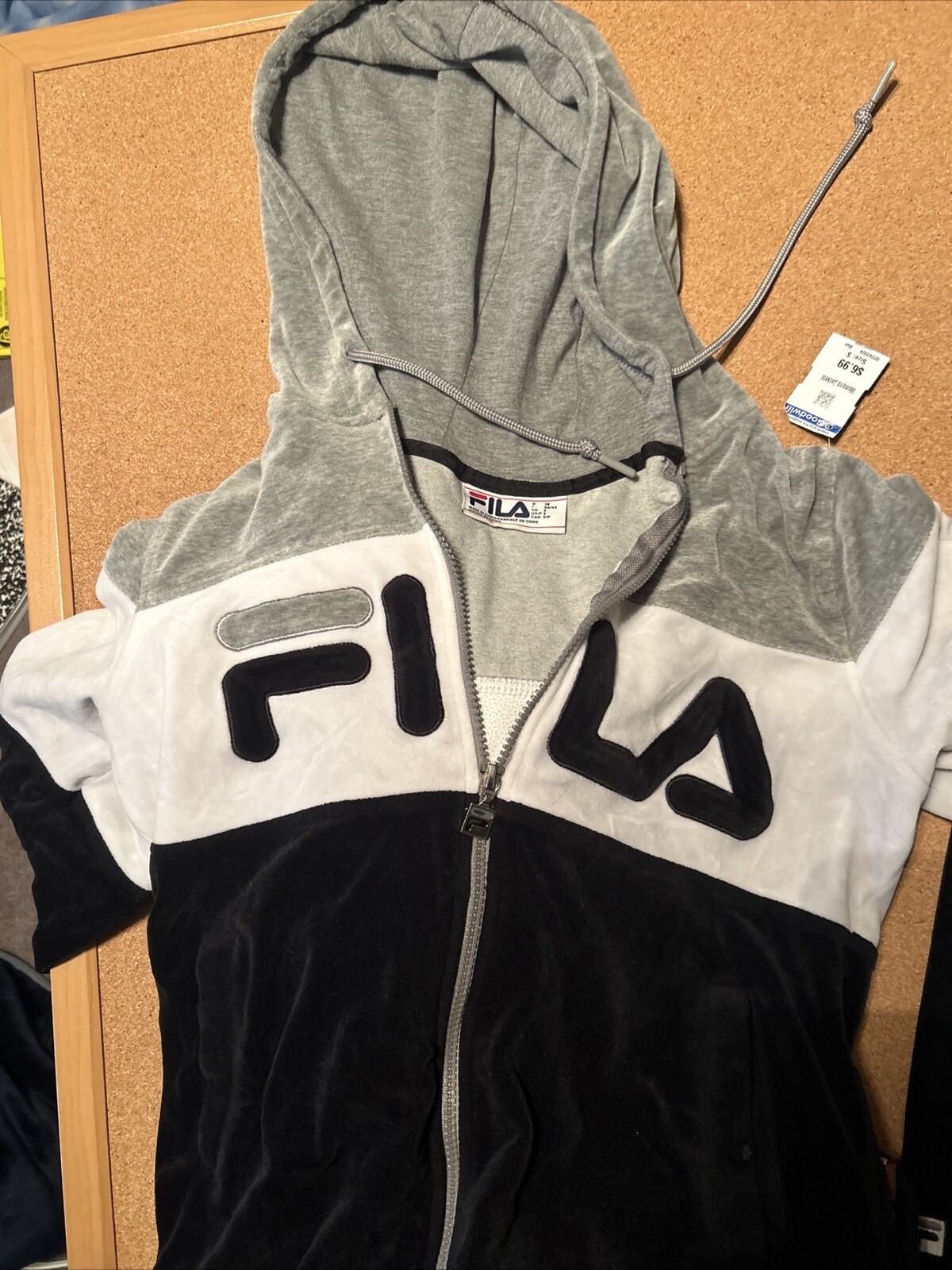 Giacca Fila con zip taglia S donna nero bianco grigio