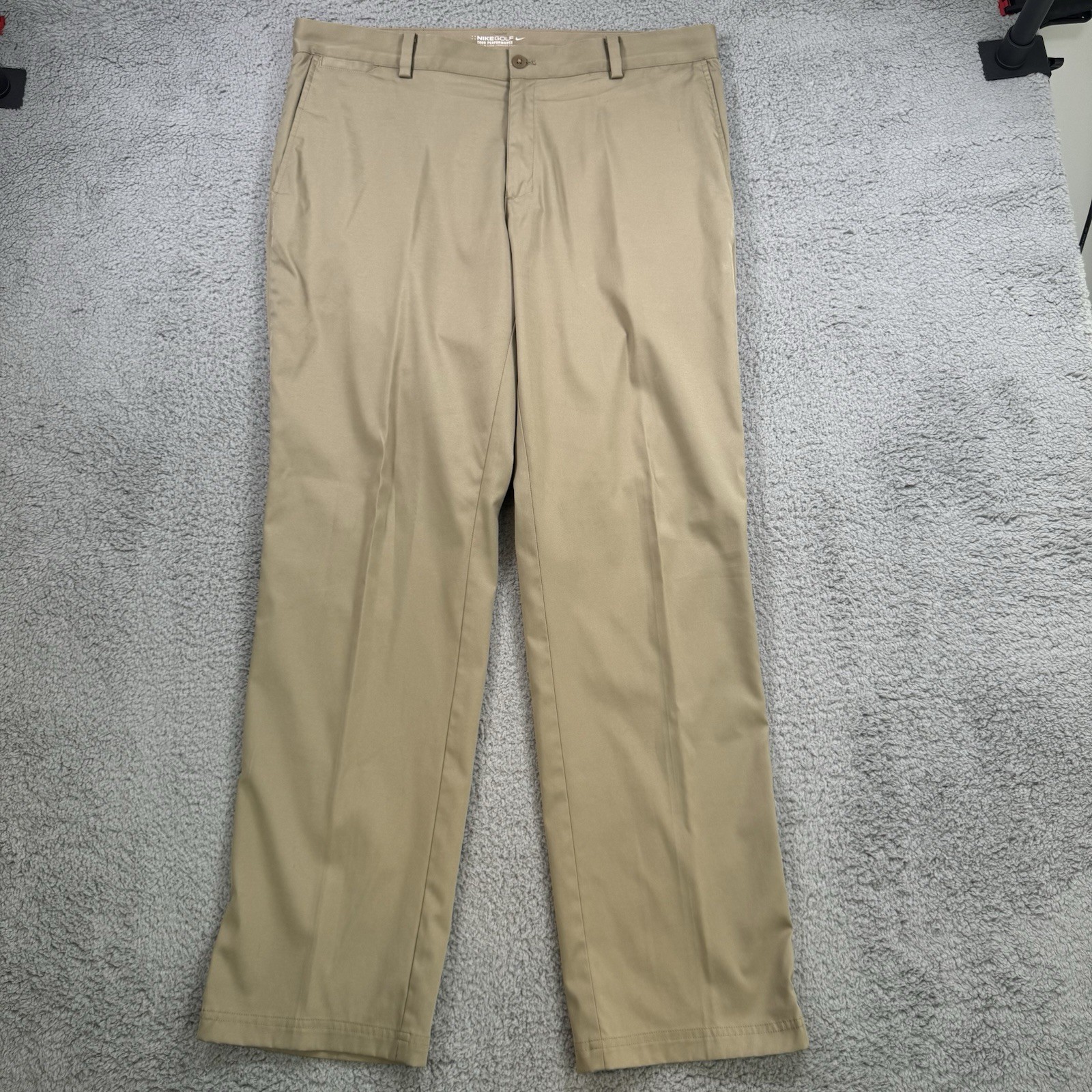 Nike Golf Pants Mens 36x32 Beige Dri-Fit Tour Performance Flat Front Stretch