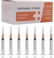25 Gauge 1 inch Needle with Syringe 30 Pack , 3ml Luer Lock Syringes with Needle