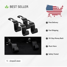 Universal 4 PCS Car Seat Headrest Hooks with Push Start Cover - Black Elegance