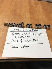 Matco Mac Tools 38 Drive Metric 6 Pt 14pc Socket Set 6mm To 22mm
