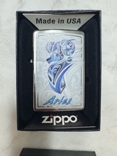 Zippo Aries Zodiac Stylized Figure Design Made in USA Lighter in Box