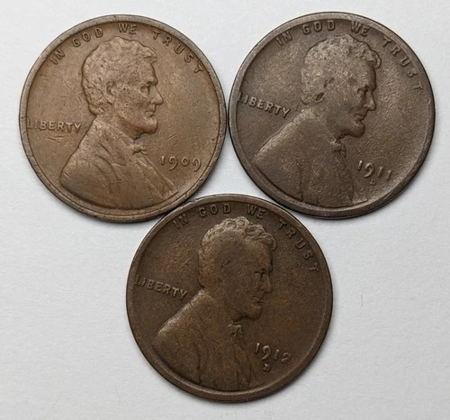 Lincoln Wheat Pennies 3 Different Date