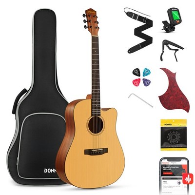 Donner 41  Acoustic Guitar Bundle for Beginners Adults with Online Lesson, 4/4