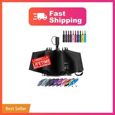 LANBRELLA Compact Reverse Folding Umbrella Black 46 Inch