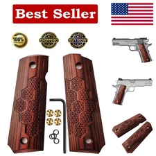 Custom 1911 Grips - Diamond Cut Finish with Honey Comb Texture & Gold Hardware