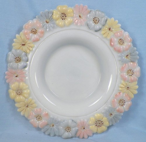 Cosmos Butter Dish Milk Glass Enamel Flowers EAPG Consolidated Lamp Co. Antique - Picture 3 of 8