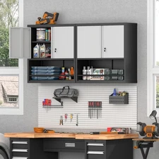 Metal Adjustable 2 Doors Metal Storage Cabinet Kitchen Pantry Cabinet W Shelves