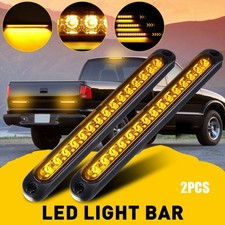 2pcs 15 Amber LED Sealed Strip Truck Trailer Rear Stop Tail Brake Turn Light Bar