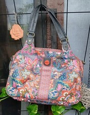 Bolso de Hombro Floral Aceitoso Cremallera Superior Bolsillos Internos Bolsillo Lateral a Presión Falta Correa