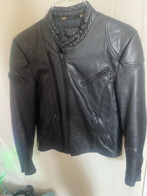 Vintage Echtes Leder Black Leather Motorcycle Jacket, Size 50