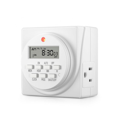 7 Day Heavy Duty Digital Programmable Timer 2Independently Plug-in Outlet Switch