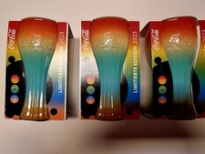 3 x Mc Donalds Coca Cola Glas Regenbogen Farben 2023 limitiert OVP