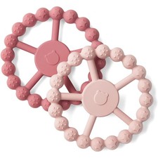 Samigo Ring Baby Teether Toys, Silicone Teething Toys for Babies Rose