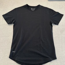 BYLT Shirt Men Medium Black Drop Cut Premium Short Sleeve Casual Stretch Crew