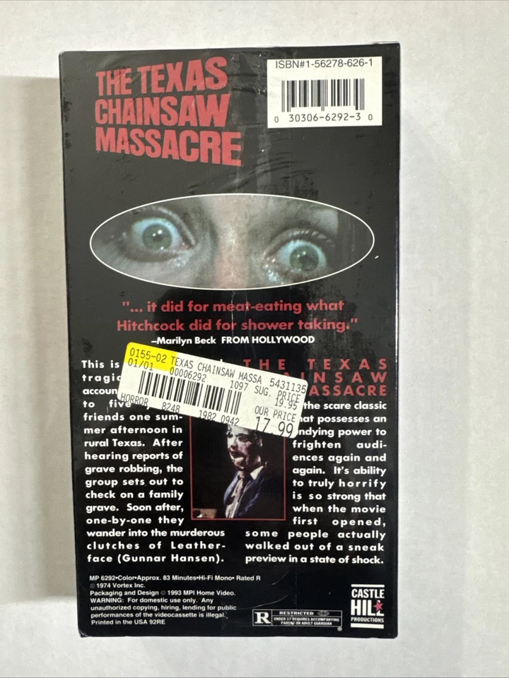 The Texas Chainsaw Massacre VHS 1993 SEALED BRAND NEW Foto 4 de 4