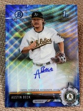 2017 Bowman Chrome 1st BLUE WAVE REFRACTOR PROSPECT ROOKIE AUTO Austin Beck /150