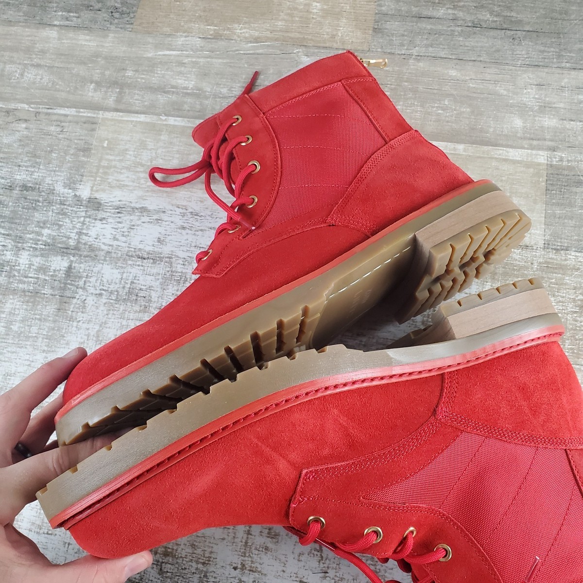 Saint Morta Mens Legion Boot Red Suede Canvas Tactical Combat Zip Size 9 US Saint Morta Legion Mens Boots Sz 10 Red Gum Suede Comfort  main image 4