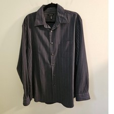 EUC Van Heusen Preppy Minimalist Striped Button-Down Shirt Size Large 16-16.5