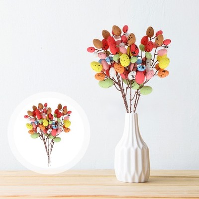 6 Pcs Bunte Schaumstoff-Eierstecklinge Dekozweige Ostern Ostereier Äste