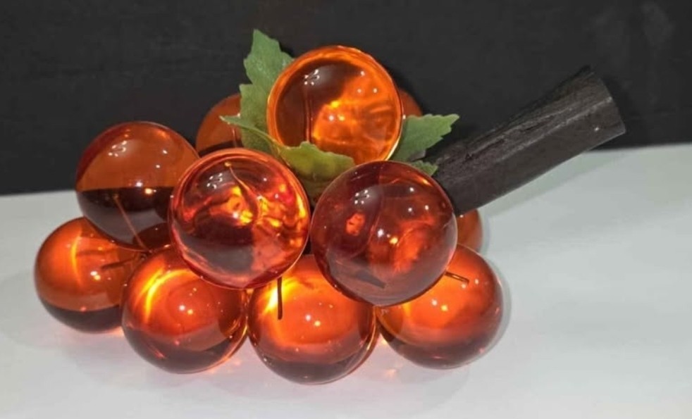 Vintage Midcentury MCM Lucite Orange Grapes with Stem