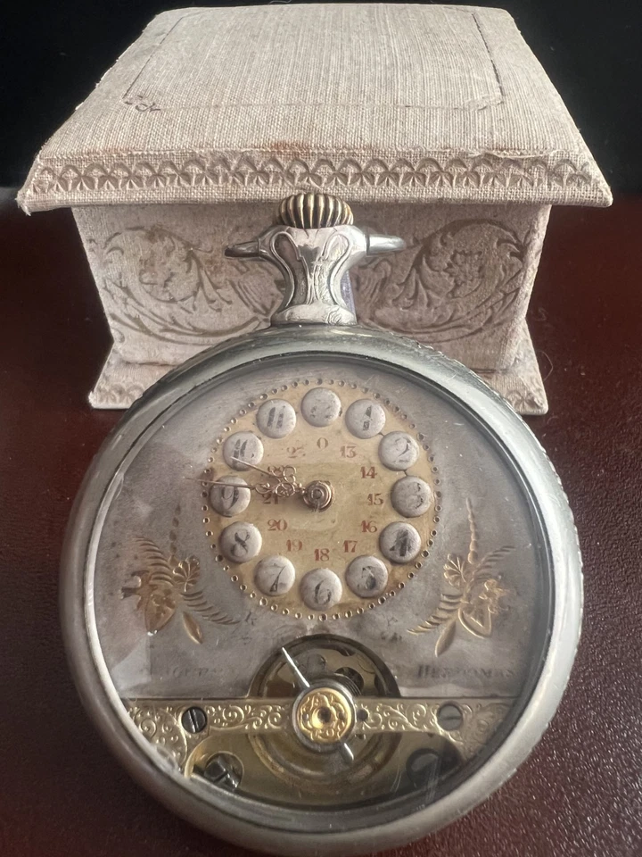 Reloj Bolsillo Manual HEBDOMAS Rojo 8 DÍAS Breguet Espiral De Colección Funciona Foto 2 de 4