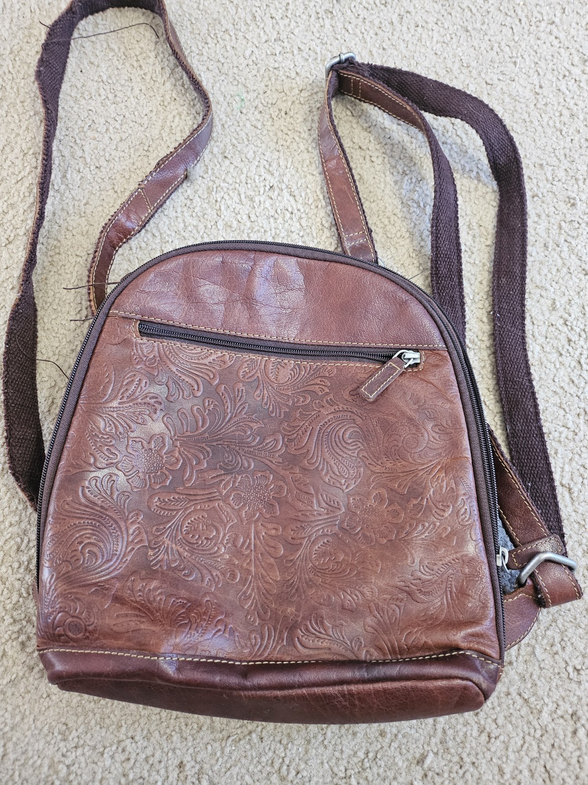 Jack Georges Backpack Embossed Tooled Genuine Lea… - image 1