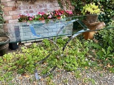 Vintage Chrome and Glass Console Table , Courrege France Style., Mid Century