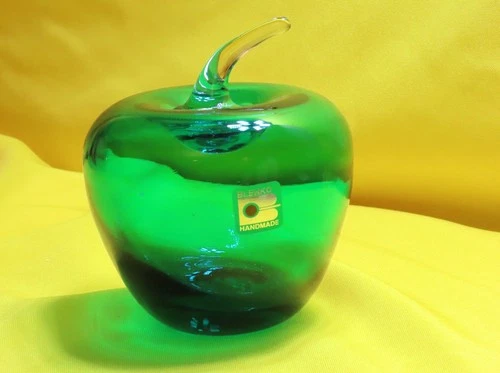 Blenko Glass ~ Green Apple Paperweight