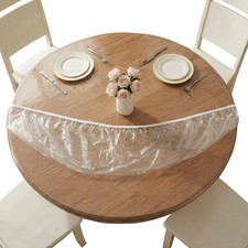 Aormenzy Clear Round Plastic Table Cover - Round Fitted Vinyl Tablecloth 60 Inch