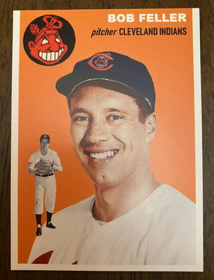 CLEVELAND INDIANS: Bob Feller Custom Modern 1954 Style Art Card - HOF