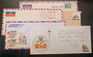 5 PAKISTAN AIRMAIL COVER Classic OP CONTENT Engineering Envelope Collection Lot