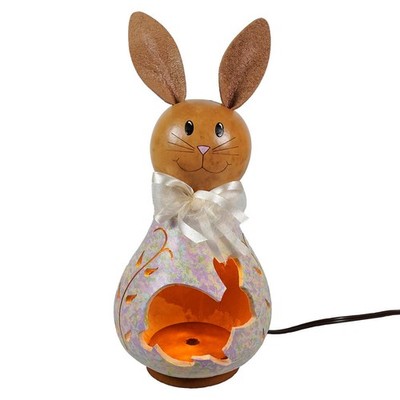 Paige Bunny - Small Lighted Pastel Gourd With Bunny Cutout