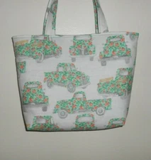 Handmade Pickup Truck with flower design Tote Purse Bag 