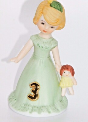New ENESCO Growing Up Girls Birthday Figurine Age 3 NIB E2303 + Box Certificate