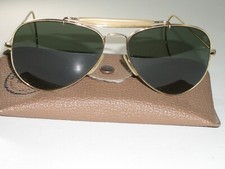 1970's 58m B L RAY-BAN USA L0216 G15 CABLE-WRAPS OUTDOORSMAN AVIATOR SUNGLASSES