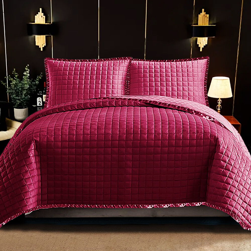 Luxury Quilted Embossed Bedspread Single Double King Size Bedding Set
