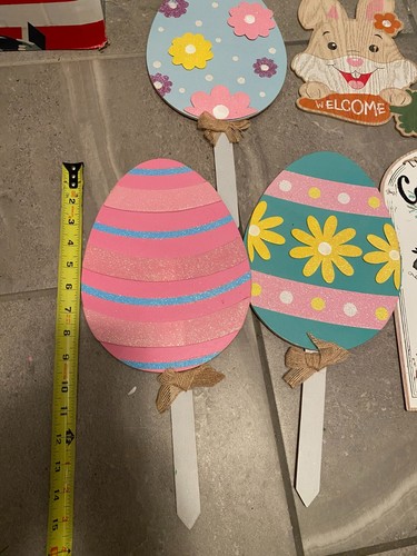 5 Pieces Easter Bunny Wooden Signs Easter Decorations - Picture 2 of 3
