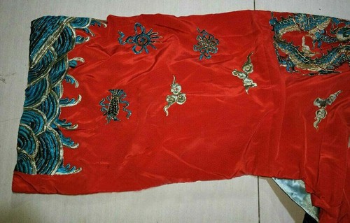 Red Chinese Qing Dynasty Emperors Formal Dress Embroidery Dragon Dragon Robe - Picture 4 of 5