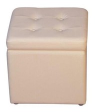 Hocker Fußhocker Sitzwürfel Sitzhocker Stauraumhocker KunstlederOptik Chremeweiß