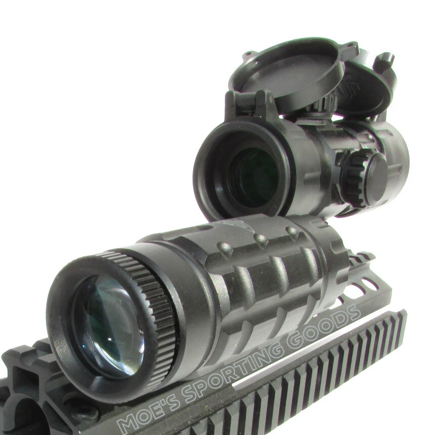 UTG 红色 T 点瞄准镜带 3 个翻转到侧放大镜组合-Leapers 反射瞄准镜 — 第 3/4 张图片