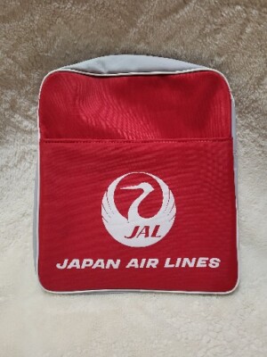 Vintage Japan Airlines Bag JAL Logo Nylon Travel Tote Bag Blue