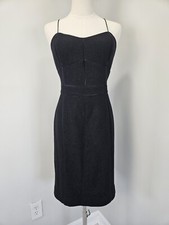 Banana Republic Womens Strappy Corset Dress 10 Black Wool Blend