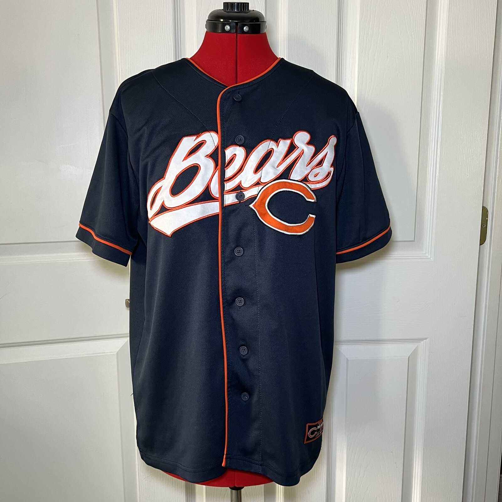 NFL Team Apparel Chicago Bears Mesh Button-Up Baseball Jersey Football Medium