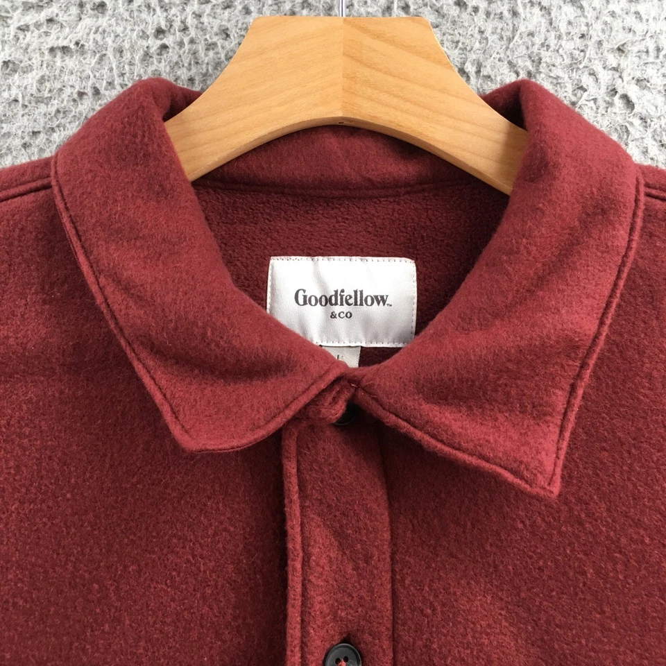 Goodfellow & Co Long Sleeve Shirt Jacket Mens L Maroon Long Sleeve Collared NEW - Image 3 of 4