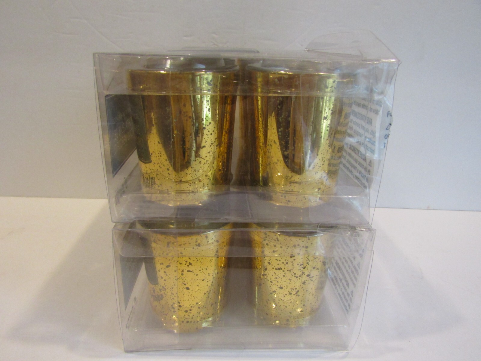 ASHLAND BASIC GoldFlecked MERCURY Glass SET OF 12 Votive Candle