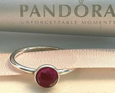 New Pandora NO BOX July Red Birthstone Droplet CZ Ring 191012SRU 48, 50 OR  52