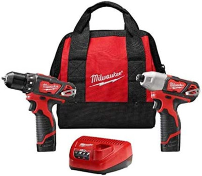 Milwaukee M12 Lithium Ion Cordless Drill Driver/Impact Driver Combo Kit With Fre