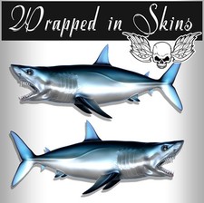 Mako Shark Stickers Fish Decals 2 Stickers Tackle Box RV Truck Trailer AFP-0042