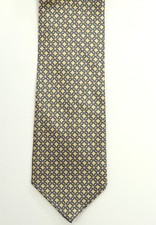 New Men's For Bloomingdale's Yellow Multi Chainlink 100 Silk Neck Tie Necktie